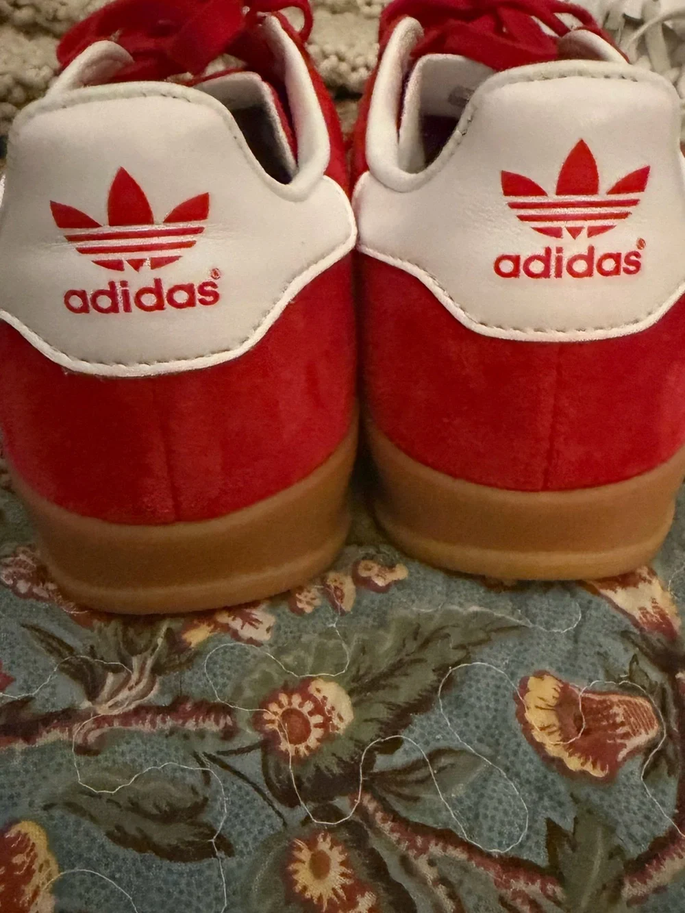 adidas Red Suede Sneakers with White Three Stripes